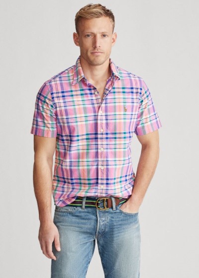 Camisa Oxford Polo Ralph Lauren Hombre Rosas / Azules / Multicolor - Classic Fit Plaid - CNMGS9351